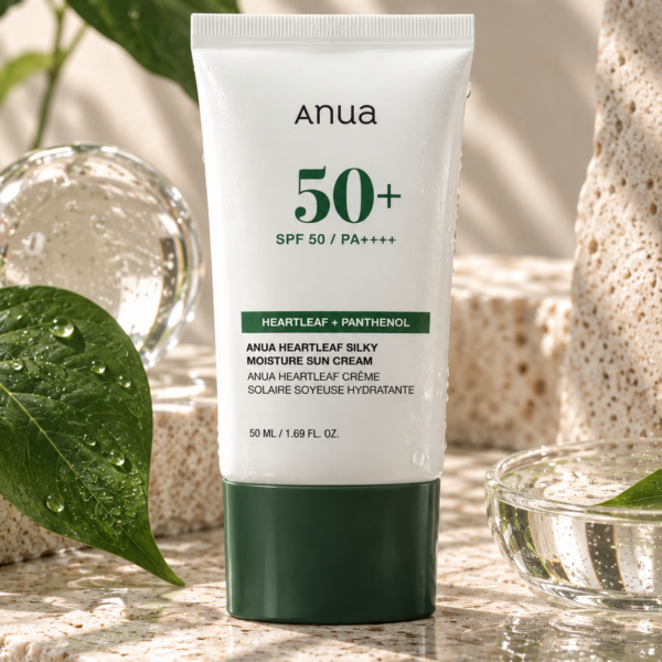 Anua Heartleaf Silky Moisture Sun Cream tube