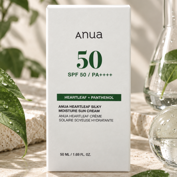 Anua Heartleaf Silky Moisture Sunscreen doos