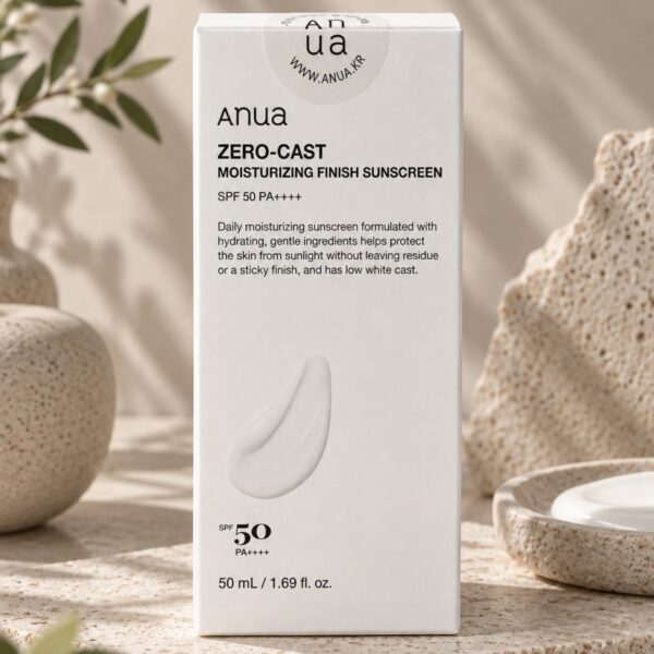 Anua Zero-Cast Moisturizing Sunscreen SPF50 50ml box