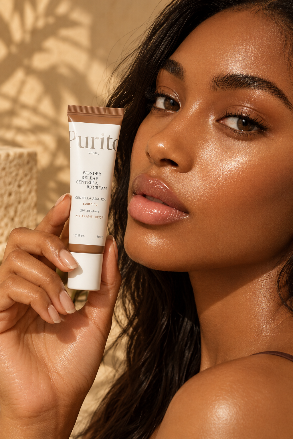 Purito Wonder Releaf Centella BB Cream Caramel Beige model Purito Wonder Releaf Centella BB Cream Caramel Beige model